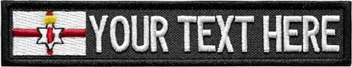 Image of Custom Northern Ireland Flag Name Patches | Personalised Ulster Flag Embroidered Patch for Military and Biker | Tactical Patch for Backpacks, Jacket, Vest (Black Fabric - Iron On)