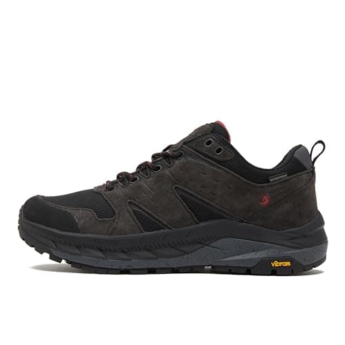 Image of North Ridge Men’s Swift Low Hiking Shoe with High Traction Sole, Waterproof, Breathable, Durable Suede (Black, UK Footwear Size System, Adult, Men, Numeric, Medium, 9)