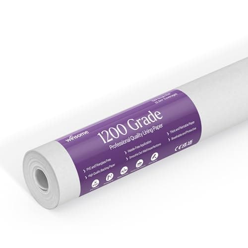 Image of WINSOME Lining Paper for Walls 10m x 53cm Wallpaper for New & Damaged Ceiling & Walls for Paint Easy to Install & Remove Heavy Duty Paintable Plain White Lining Paper | 10M Roll (1200 Grade)