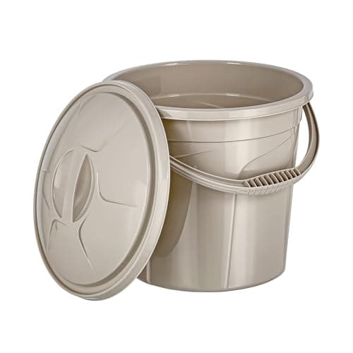 Image of Best House | Water Bucket | 5 Litres | Cream | 1 Pc | Bucket with Lid & Carry Handle | Multipurpose Storage Container for Kitchen Garden Cleaning Water Animal Bird Feed Storage Buckets (Pack of 1)