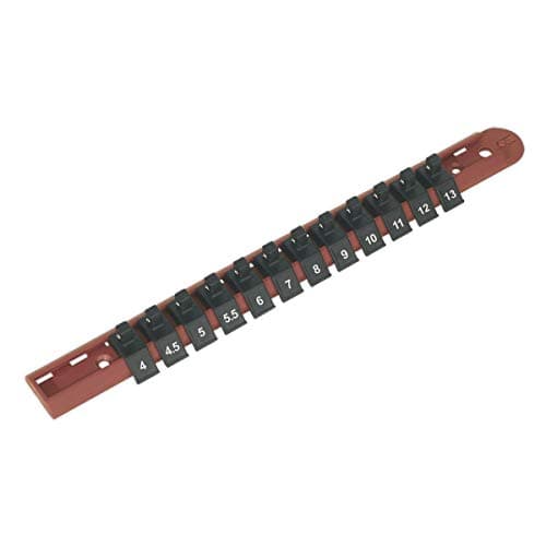 Image of Sealey Ak1412 Socket Retaining Rail with 12 Clips 1/4Sq Drive
