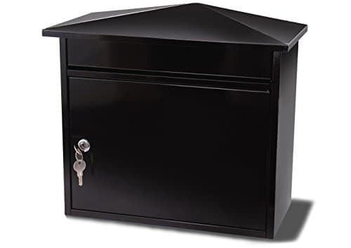 Image of Burg-Wachter MB15BK Mersey Large Wall Mounted Galvanised Steel Post Box , Black 36x35x20cm