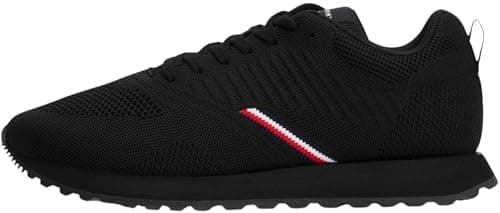 Image of Tommy Hilfiger Men’s New EVA Knit Low Top Runner Trainers, Black (Black), 9