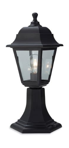 Image of Firstlight 1 x E27 60 Watt IP44 Oslo Lantern Pillar, Black Resin