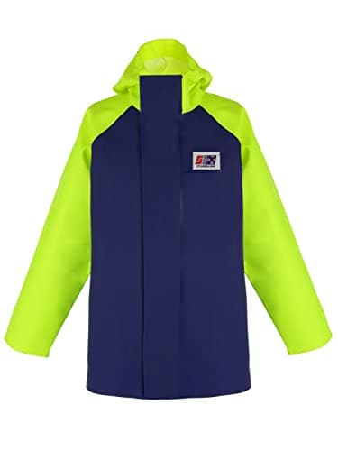 Image of Stormline Crew 255 Waterproof Fishing Jacket – Heavy Duty Oilskin Raincoat for Commercial Workwear – 650gsm PVC, Neoprene Cuffs, Hi-Vis, Double Welded Seams – Marine & Industrial Use (Large)