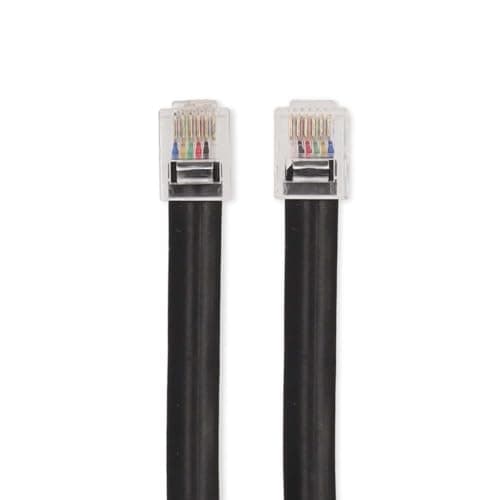 Image of NEDIS RJ12 Telecom Cable, 1.0m, Black - Crossed Flat PVC Cable for Connecting a Telecom Device to a Local Telecom Network