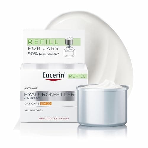 Image of Eucerin Hyaluron-Filler +3x Effect Day SPF 30 Refill 50ml, Anti-Wrinkle Day Cream to Reduce Wrinkles and Fine Lines, Hydrating Triple-Effect Anti-Ageing Moisturiser with Hyaluronic Acid