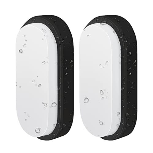 Image of ANWIO 14W Outside Black Led Oval Bulkhead Light,Ip54 Waterproofled Porch Sconce Lighting, Outdoor LED Wall Light,Ceiling Light,980LM,4000K Natural White Bathroom Ceiling Light,220-240V(2 Pack)