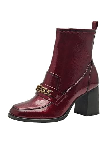 Image of Tamaris Women's Block Heel Ankle Boots, Merlot, 6.5 UK