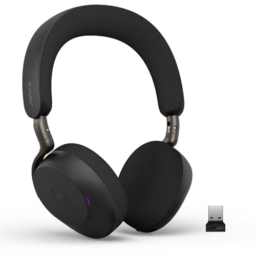 Image of Jabra Evolve3 75 On-Ear Wireless Bluetooth Headset with Microphone for Work, USB-A, AI Voice Call Technology, Advanced Active Noise Cancellation, 22-Hour Battery, Microsoft Teams Certified, Black