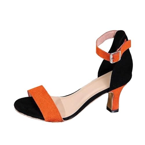 Image of 2026 Sandals for Women High Heels Crisscross Ankle Strap Open Toe Stilettos Glitter Party Wedding Heeled Shoes (Orange, 6.5) Casual