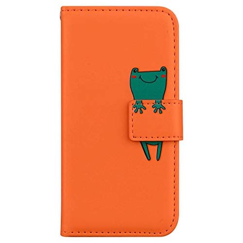 Image of Tbrand for Google Pixel 3A Case Shockproof Leather Wallet Flip Folio Cartoon Animal Cute Phone Cover for Google Pixel 3A with Magnetic Kickstand Card Holder Slot Silicone Case, Orange