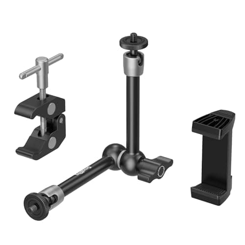 Image of SMALLRIG Clamp w/ 1/4" and 3/8" Thread Holes, 9.8 Inches Adjustable Friction Power Articulating Magic Arm with Phone Holder for Action Cameras, Smartphones, LCD Monitor/LED Lights - 5326