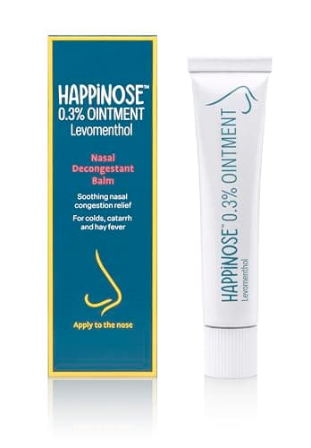 Image of Happinose Balm Nasal Decongestant Balm with Essential Oils for Colds, Catarrh and Hay Fever, 14g (Packaging May Vary)