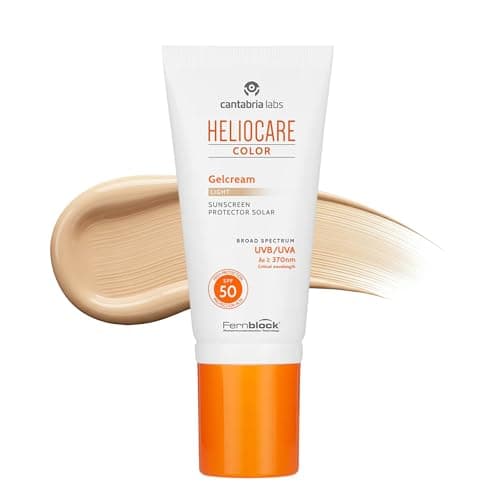 Image of Heliocare, Gelcream Colour Light SPF Sun Cream For Face Daily UVA UVB AntiAgeing Sunscreen Protection Suits All Skin Types Naturallooking Foundation Coverage, White, 50 ml