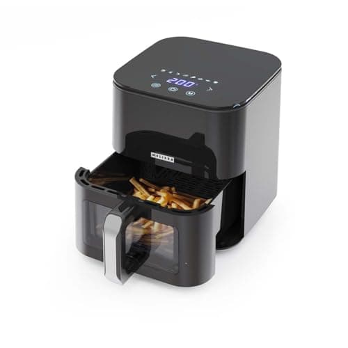 Image of Melissa Digital Hot Air Fryer XL, 5L Large Capacity Oil Free Cooker with Viewing Window, 8 Cooking Presets, 60 Minute Timer and Touch Screen Control - Black