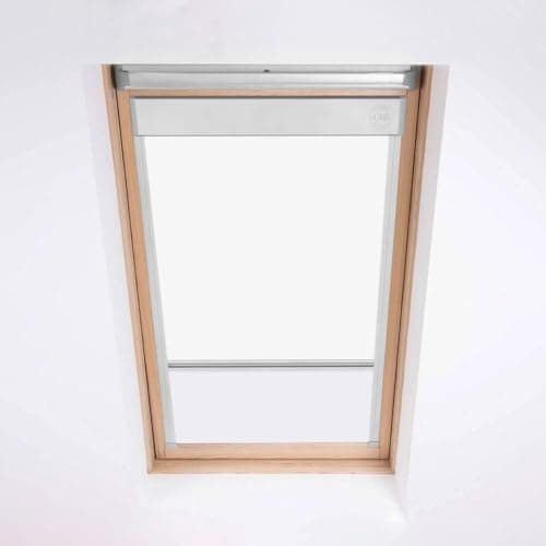 Image of Classic Roof Blinds for VELUX Roof Windows - Blackout Blind - Silver Aluminium Frame (CK01, White)