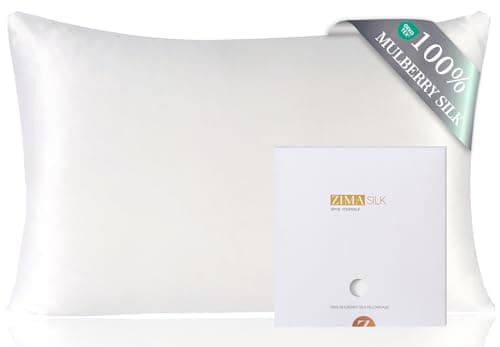 Image of ZIMASILK 100% Mulberry Silk Pillowcase for Hair and Skin Health, Both Sides 19 Momme Premium Grade 6A Silk, Soft & Smooth, 600 Thread Count, with Hidden Zipper, 1pc (Standard 50x75 cm, White)