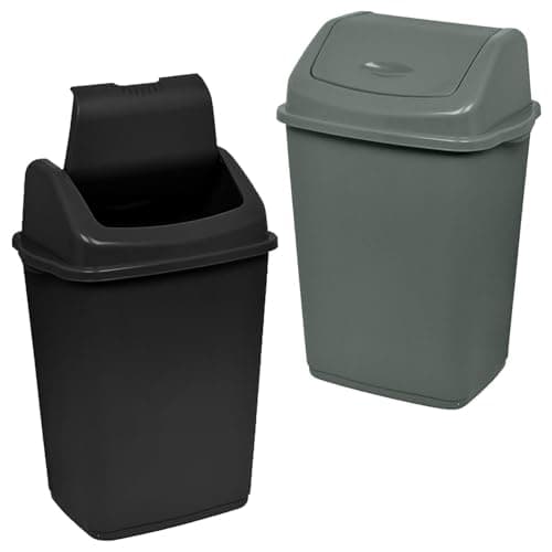 Image of Daniel James 30 Litre Swing Bin - 30l Waste Recycling Bin with Swing Flip Top Lid - Durable Plastic Rubbish Bin for Kitchen, Bathroom, Bedroom & Office - Black Dustbin, 30 Litre