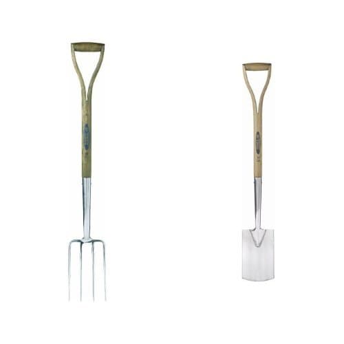 Image of Spear & Jackson - Traditional Border Fork & Spear & Jackson Traditional Stainless Steel Border Spade with 712mm Wooden Handle Set