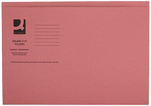 Image of Q-Connect Pink Square Cut Folder Medium Weight 250gsm Foolscap (Pack of 100)