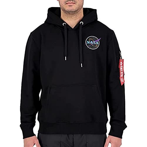 Image of Alpha Industries Dark Side Hooded Sweat for Men Black/Neon Purple