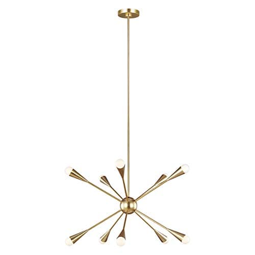 Image of 10 Bulb Chandelier Hanging Pendant Light - Burnished Brass - LED G9 3.5W Bulb