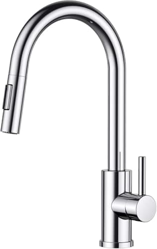 Image of FORIOUS Kitchen Tap, Kitchen Sink Taps Mixer with Pull Down Spray, High Arc pout Swivels 360 Single Handle, Polished Chrome