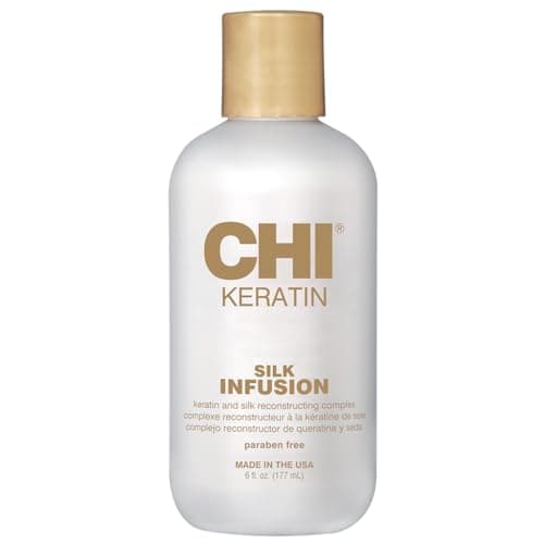 Image of CHI Keratin Silk Infusion ; Reconstructing Keratin Treatment Hair Serum ; Leave-In Hair Oil for Dry Damaged Hair ; Hydrates, Restores & Adds Shine ; Paraben-Free, Gluten-Free & Color-Safe, 177 ml