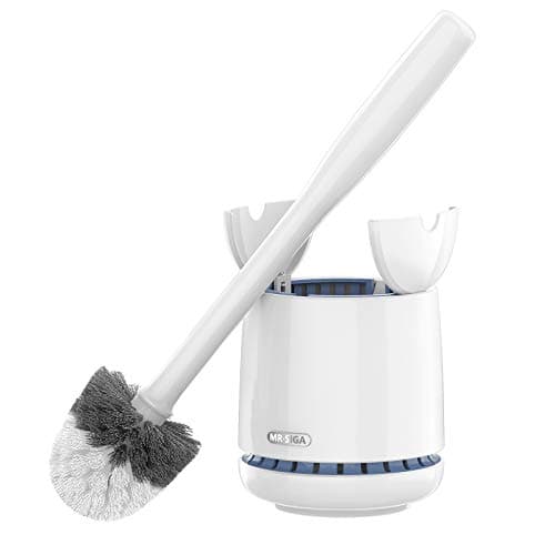Image of MR.SIGA Toilet Bowl Brush and Holder, Premium Quality, with Solid Handle and Durable Bristles for Bathroom Cleaning, White, 1 Pack