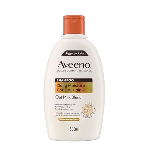 Image of Aveeno Scalp Soothing Haircare Daily Moisture Shampoo, Oat Milk Blend, for Dry Hair, Soothes Dry, Itchy & Flaky Scalp, Clinically Proven, Sulfate Free, 500ml