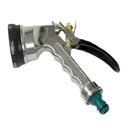 Image of Dunnet Tools Heavy Duty Silver Hose Spray Gun with 6 Pattern Spraying - Chrome Garden Hose 6 Dial Nozzle Water Spray Gun for Indoor Outdoor Patio Lawn Car Cleaning, Garden Watering