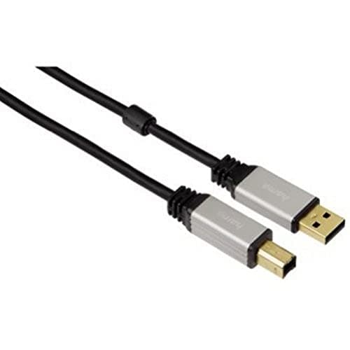 Image of Hama 75053742 Cable USB-A 2.0 Male/USB-B Male Shielded 1.8 m Black with Gold-Plated Contacts