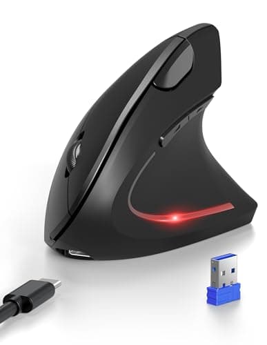 Image of TECKNET Jiggler Ergonomic Mouse, Bluetooth Rechargeable Vertical Mouse (BT5.0/3.0+USB-A), Wireless Mouse 6-Button, Optical Mouse 4800 DPI 6 Adjustable Levels, Quiet Clicks, Wide Compatibility-Jiggler