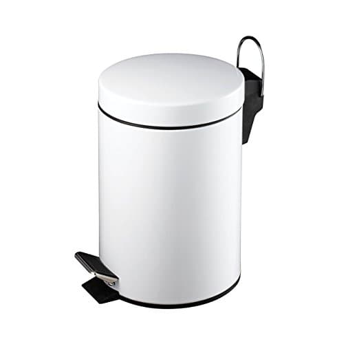 Image of Denny International 3 Litre Stainless Steel Pedal Bin for Kitchen Bathroom Toilet Rubbish Tray (White 3 Ltr Bin)