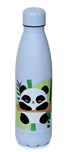Image of Puckator Reusable Pandarama Panda Insulated Hot & Cold Drinks Bottle, Leakproof Thermal Travel Flask, 500ml, Stainless Steel Double Walled, BPA Free PVC, Cool for 24 Hours & Warm for 12 Hours