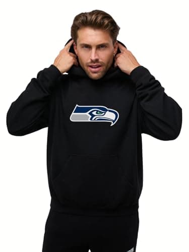 Image of OOSC Mens Seattle Seahawks Hoodie Sweatshirt, Black, M EU