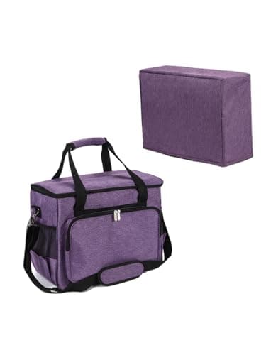 Image of YELAIYEHAO Home Sewing Machine Case Travel Case for Sewing Machine and Accessories Compatible with Most Standard Singer, Brother, Janome, Sewing Accessories Bag (Purple)