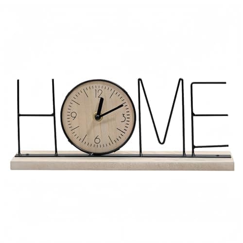 Image of Cuikaan Home Alphabet Iron Clock Ornament,Battery Operated Silent Desk Clock,Free Standing Table C/lock for Living Room,Bedroom,Fireplace Mantel or Shelf,Clocks for Living Room,Battery C/lock