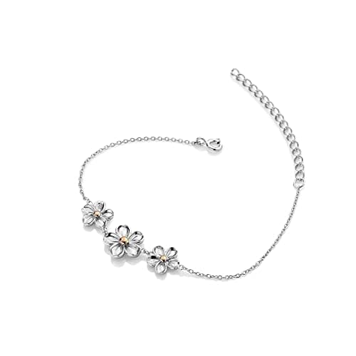 Image of Hot Diamonds Forget Me Not Silver Bracelet | 925 Sterling Silver with Rose Gold Accent and a Real Diamond Bracelet | With Luxury Gift Wrap Included