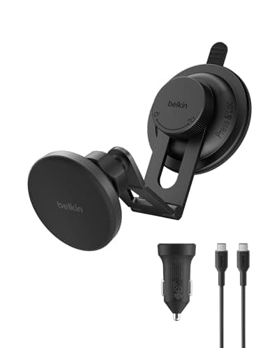 Image of Belkin BoostCharge Qi2 Wireless Car Charger, Magnetic Car Phone Holder & Vent Mount with USB C Cable, MagSafe Compatible Fast Charging Phone Holder for iPhone, Galaxy, Pixelsnap & More - Black