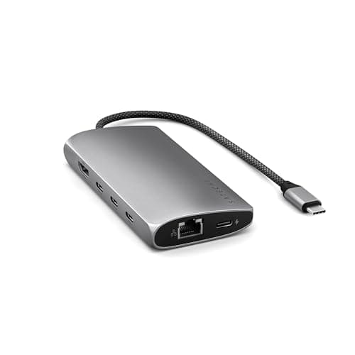 Image of SATECHI 8-in-1 USB-C Hub Multiport Adaptor V3, 8K@60Hz HDMI, 100W Charging, 4x USB Data Ports, Ethernet, SD Card Reader for Laptop, Mac/Windows, MacBook Air & Pro M5 M4 M3, iPad, Windows - Space Grey