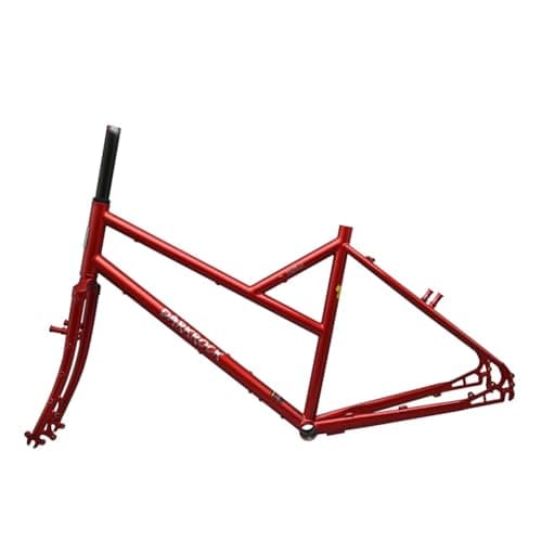Image of AZQOHMIS 26er Touring Bike Frameset 43cm 46cm V Brakes + Disc Brakes Bike Frame Chrome-Molybdenum Steel Frame with Fork 100/135mm Quick Release Max 26 * 2.0" Tires(Red,43cm)