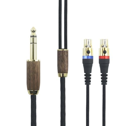 Image of ABLET 6.35mm Audio Cable Replacement Upgrade Cable Compatible with Audeze LCD-2, LCD-4, LCD-3, LCD-X, LCD-XC, MM-500 Headphone 6N OCC Copper Silver Plated Cord Walnut Wood Shell