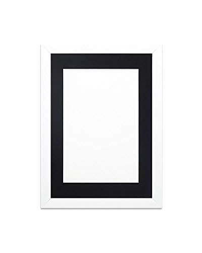 Image of White Frame with Black Mount Photo Frame | Picture Frame | Poster Frame with Moulding measures 19mm wide and 15mm deep and High Clarity Styrene Shatterproof Perspex Sheet - 20"X16"for 15"X10" picture