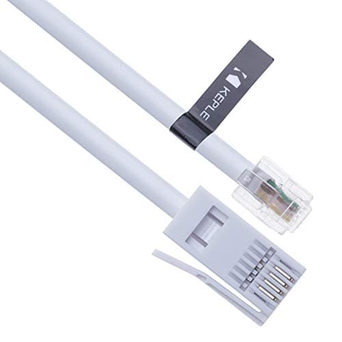 Image of Keple BT Phone Line Plug to RJ11 Crossover Telephone Cable Extension | Lead Cord for Modem FAX SKY box Virgin Hub | British UK BT Socket 4 Wire | White – 5m