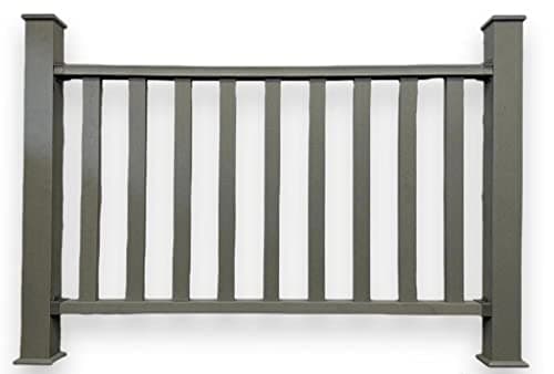 Image of Tuda Grass Direct Composite decking balustrade railing kit - 1.5m - full kit - grey - teak - black (Grey)