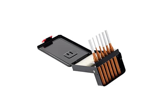 Image of GEDORE Red Pin Punch Set Including Metal Folding Cassette, 6 Pieces, 3-8 mm, Steel/Varnish, Silver/Copper