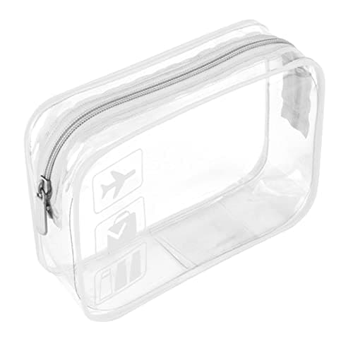 Image of Clear Travel Toiletry Bag TSA Approved Quart Size Travel Bag Airport Security Carry On Liquid Bag Cosmetic Pouch Shower Bag Transparent Toiletries Bags (White