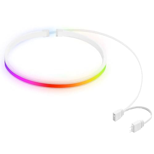 Image of ELFJMZP Addressable RGB LED Strip 50cm, 5V 3Pin White Silicone Light Bar with 10cm Extension, Sync with Motherboard, Self-Adhesive for Gaming PC Chassis